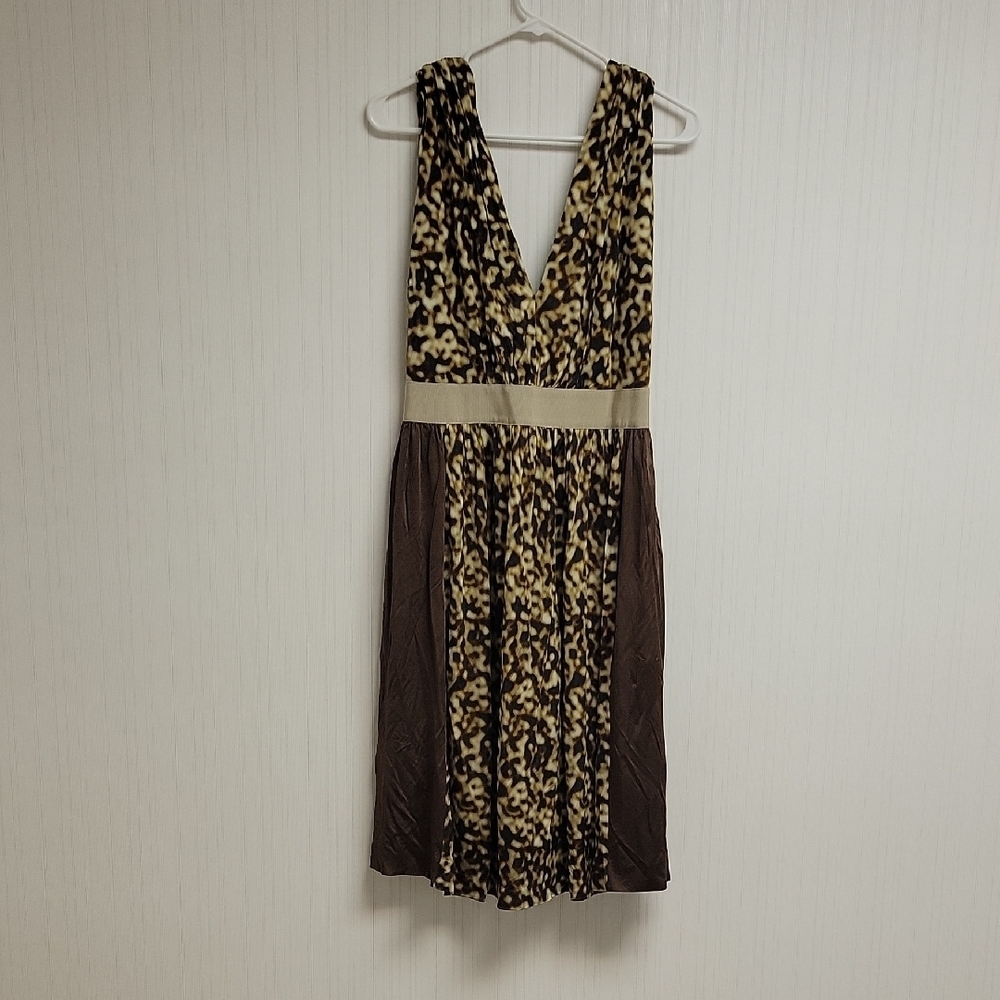 Alberta Ferretti Brown and Cream Backless Dress, Women's Sz 6. NWOT Italy